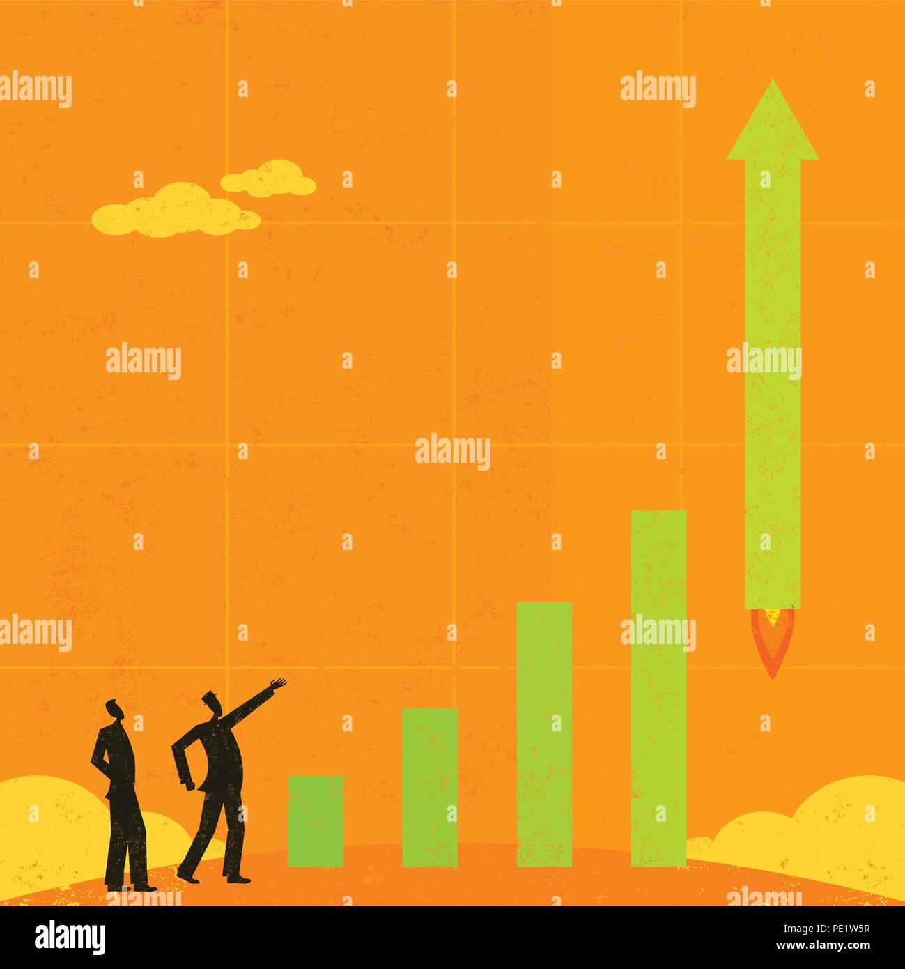 I profitti di decollare. Imprenditori guarda come profitti letteralmente decollare come un razzo. Illustrazione Vettoriale
