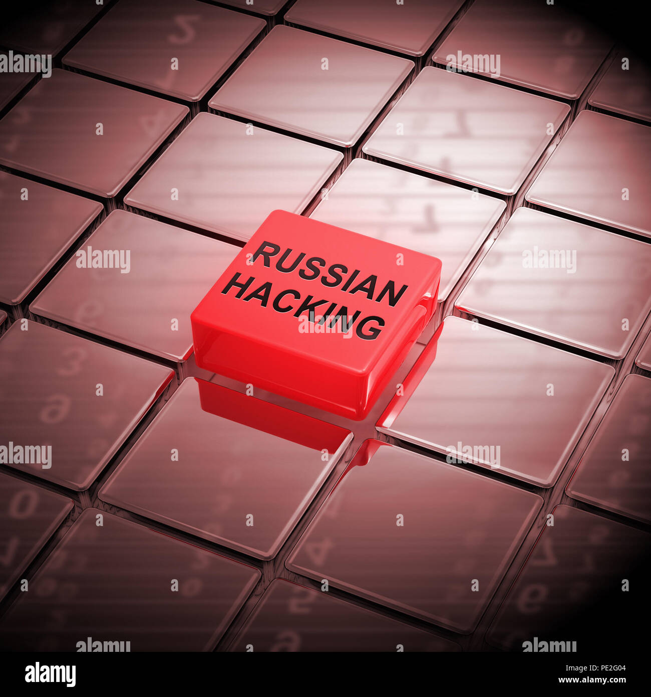 Hacker Russo Mosca Spy campagna 3d illustrazione mostra scrutinio dei voti avviso di violazione contro di noi le elezioni. Digital Online hacker e spionaggio avvertenza Foto Stock