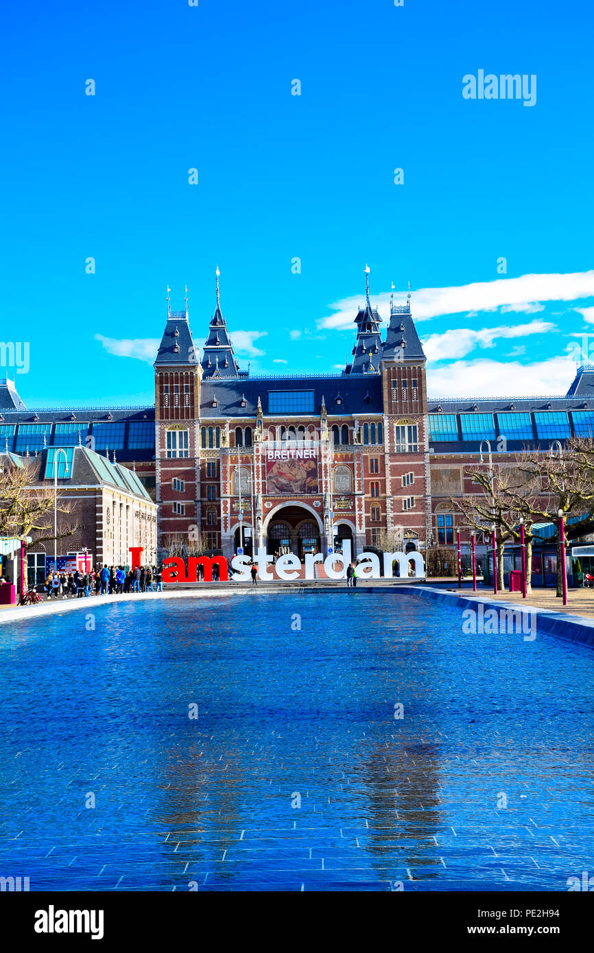 Il mio segno di Amsterdam di fronte al Rijksmuseum di Amsterdam, Paesi Bassi Foto Stock
