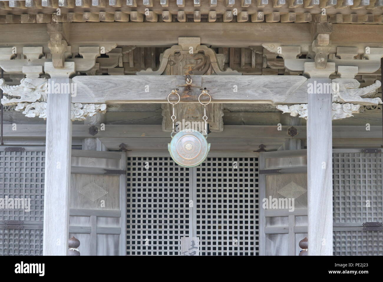 Ingresso di un vecchio tempio giapponese, Matsushima, Sendai, Giappone Foto Stock