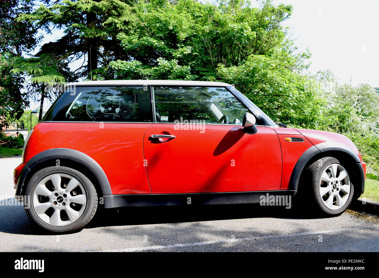 Auto Mini Cooper rosso Foto Stock