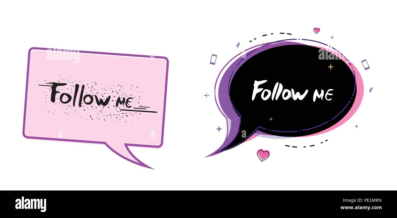 Set di Follow me fumetti. Elementi di social media. Illustrazione Vettoriale Illustrazione Vettoriale