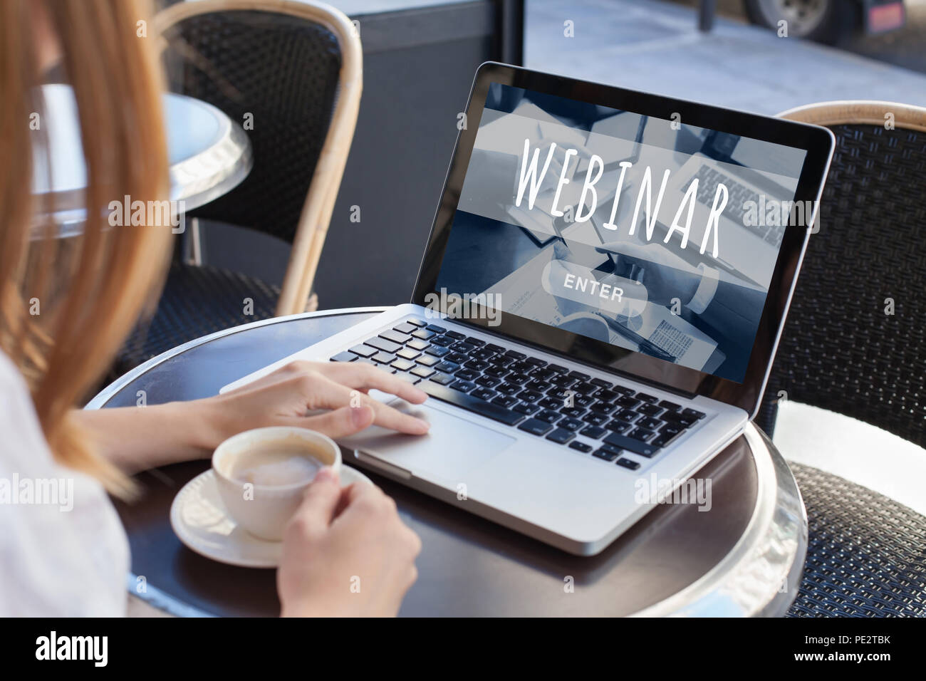 Webinar online, internet il concetto di istruzione Foto Stock