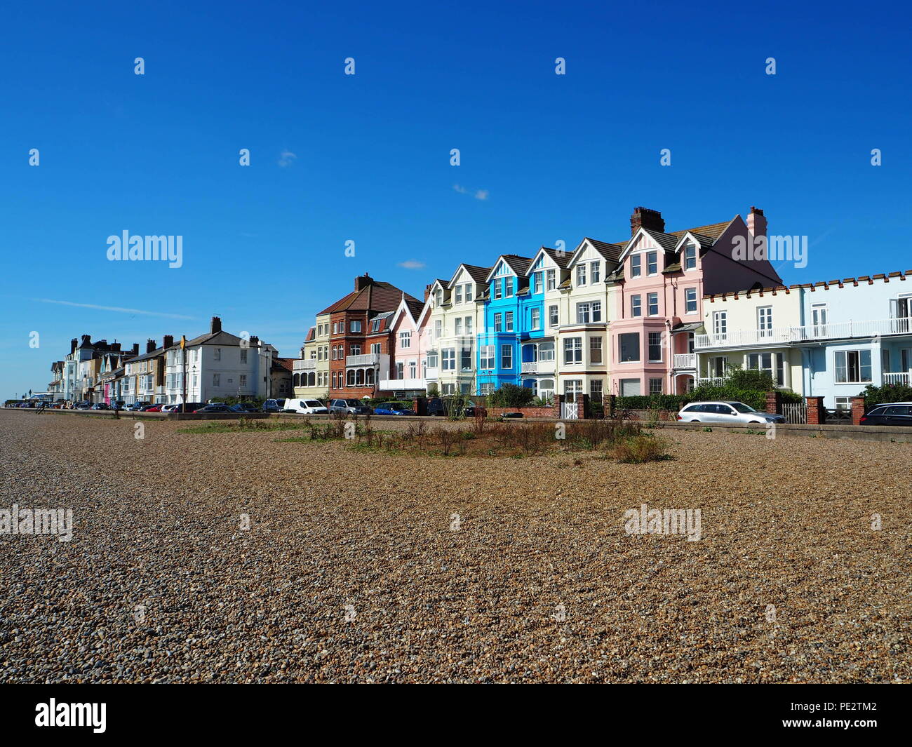 La spiaggia di ciottoli a Aldeburgh, Suffolk Foto Stock