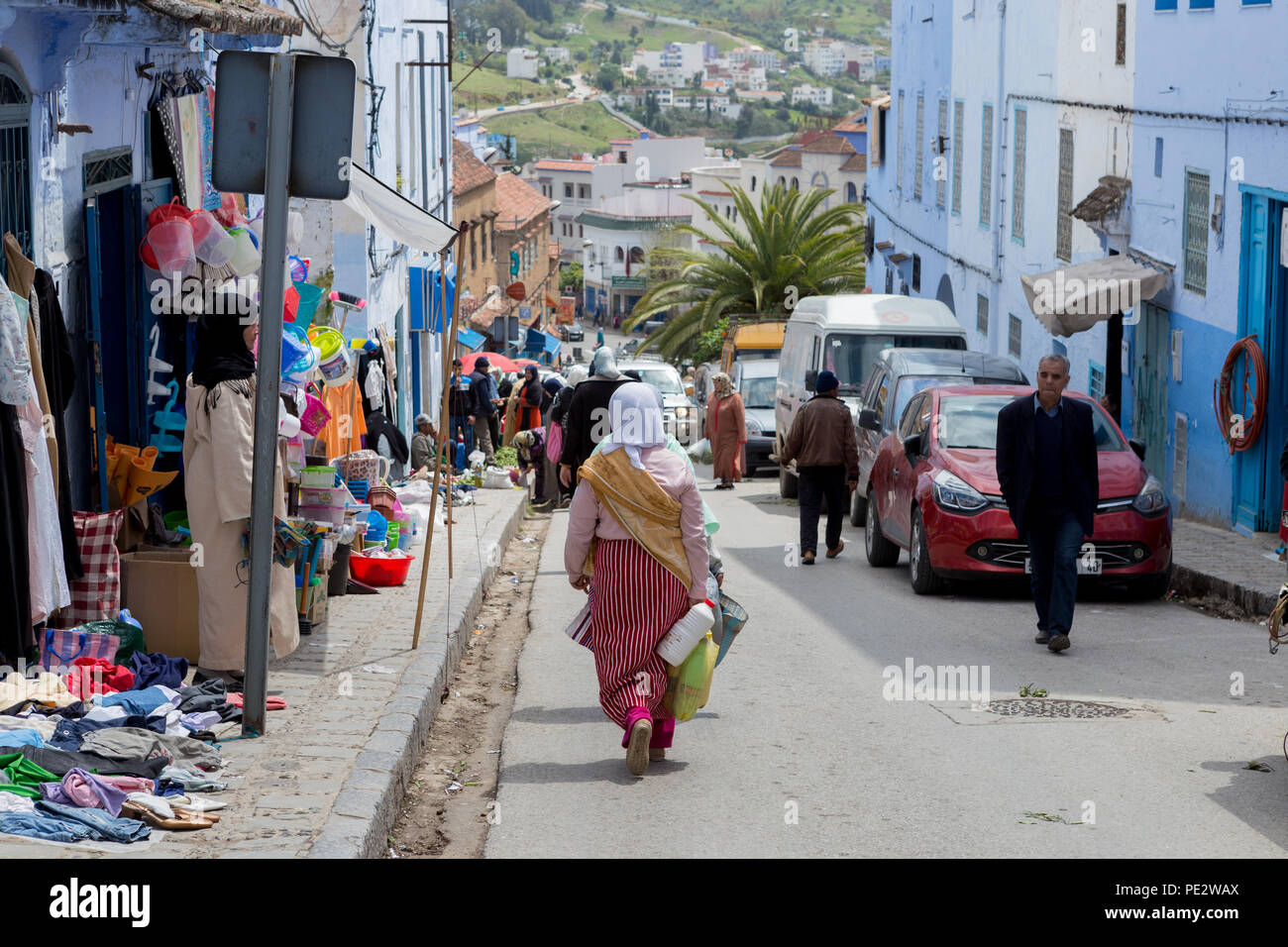 Chefchaouen (Chaouen) è una città del Marocco notato per i suoi edifici in sfumature di blu. Foto Stock