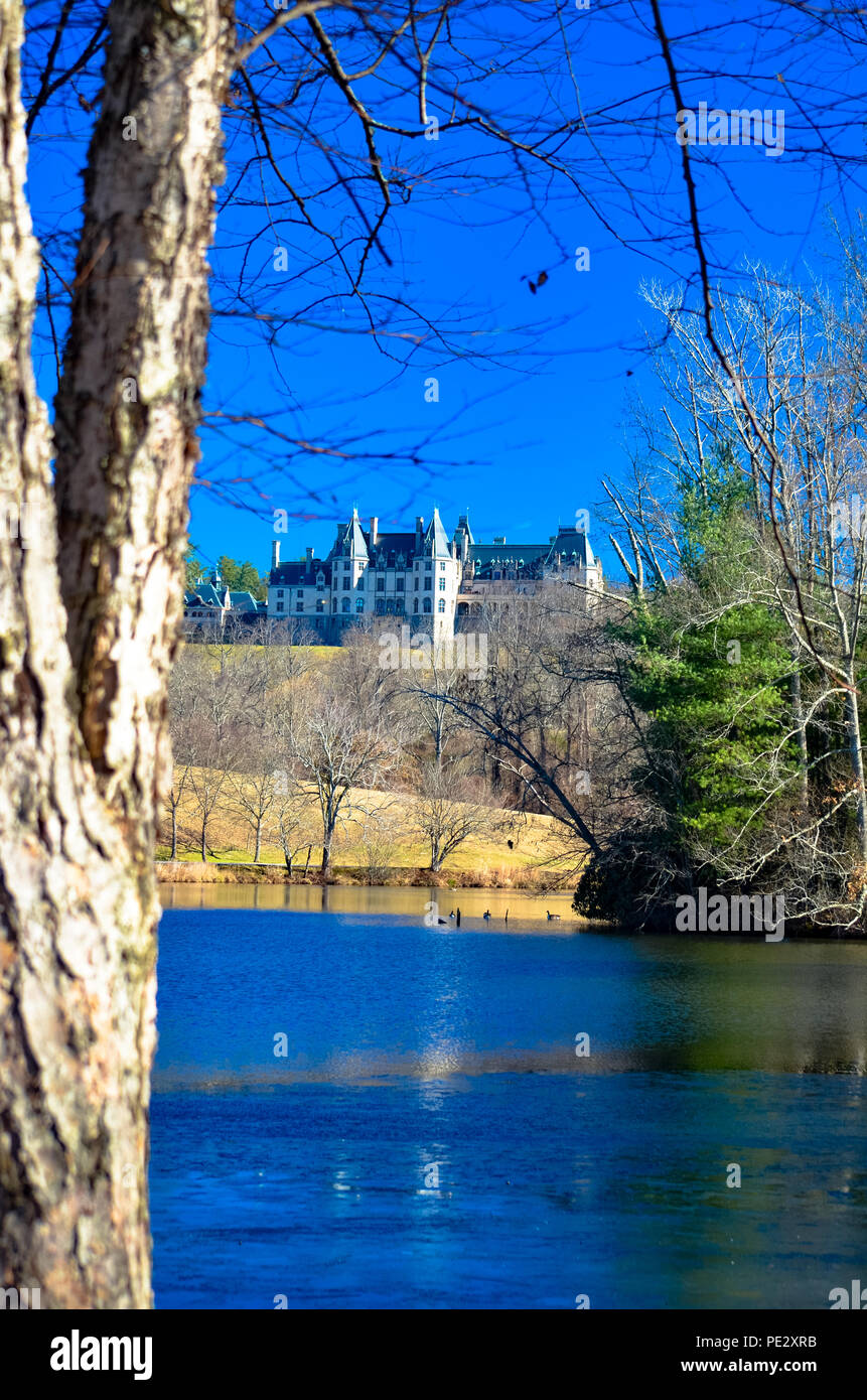 Vista panoramica di Biltmore Estate in Asheville NC come si vede dalla tenuta motivi Foto Stock