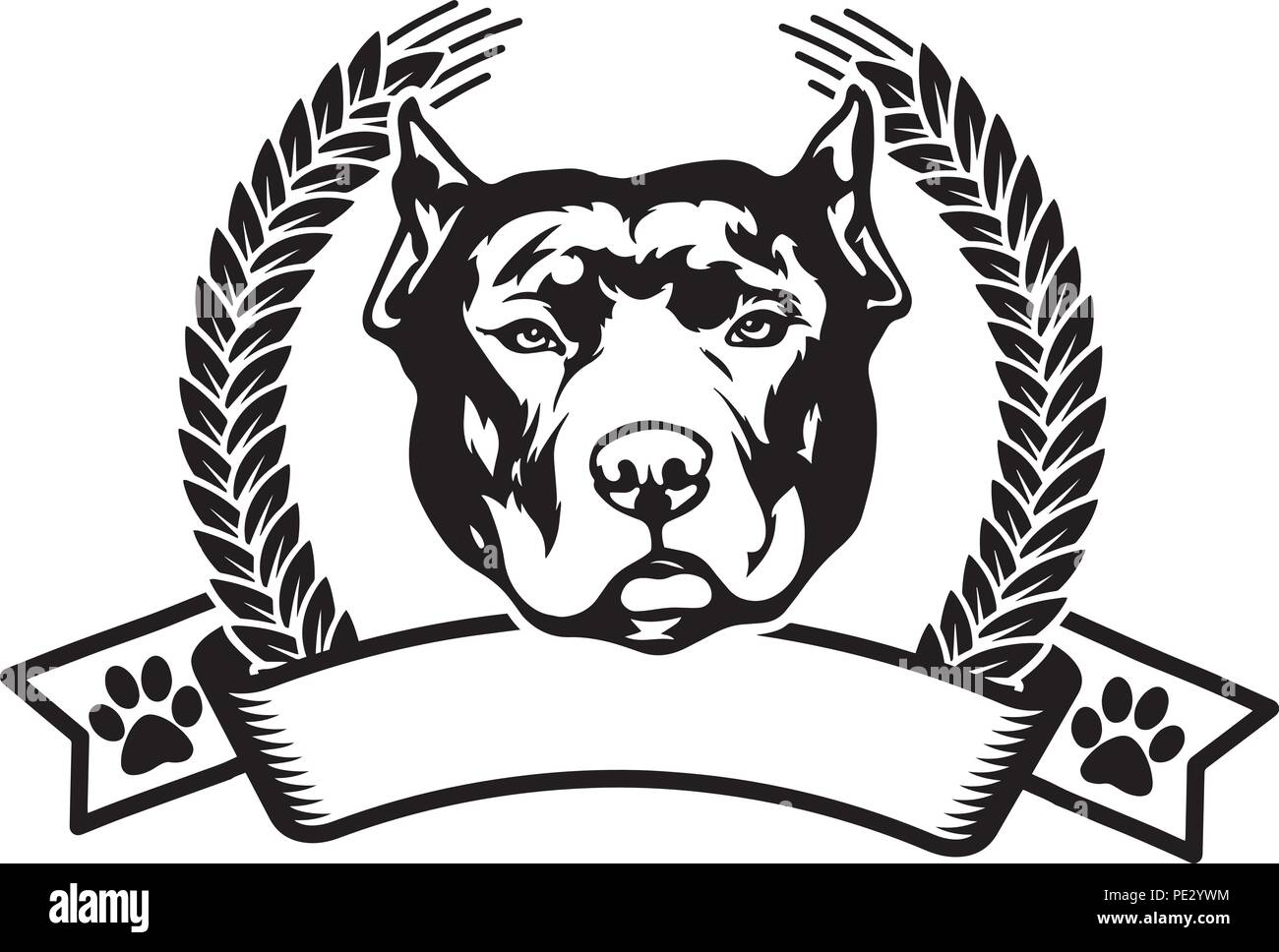 Pit Bull Pitbull cane di razza del cane cucciolo isolato faccia di testa Illustrazione Vettoriale