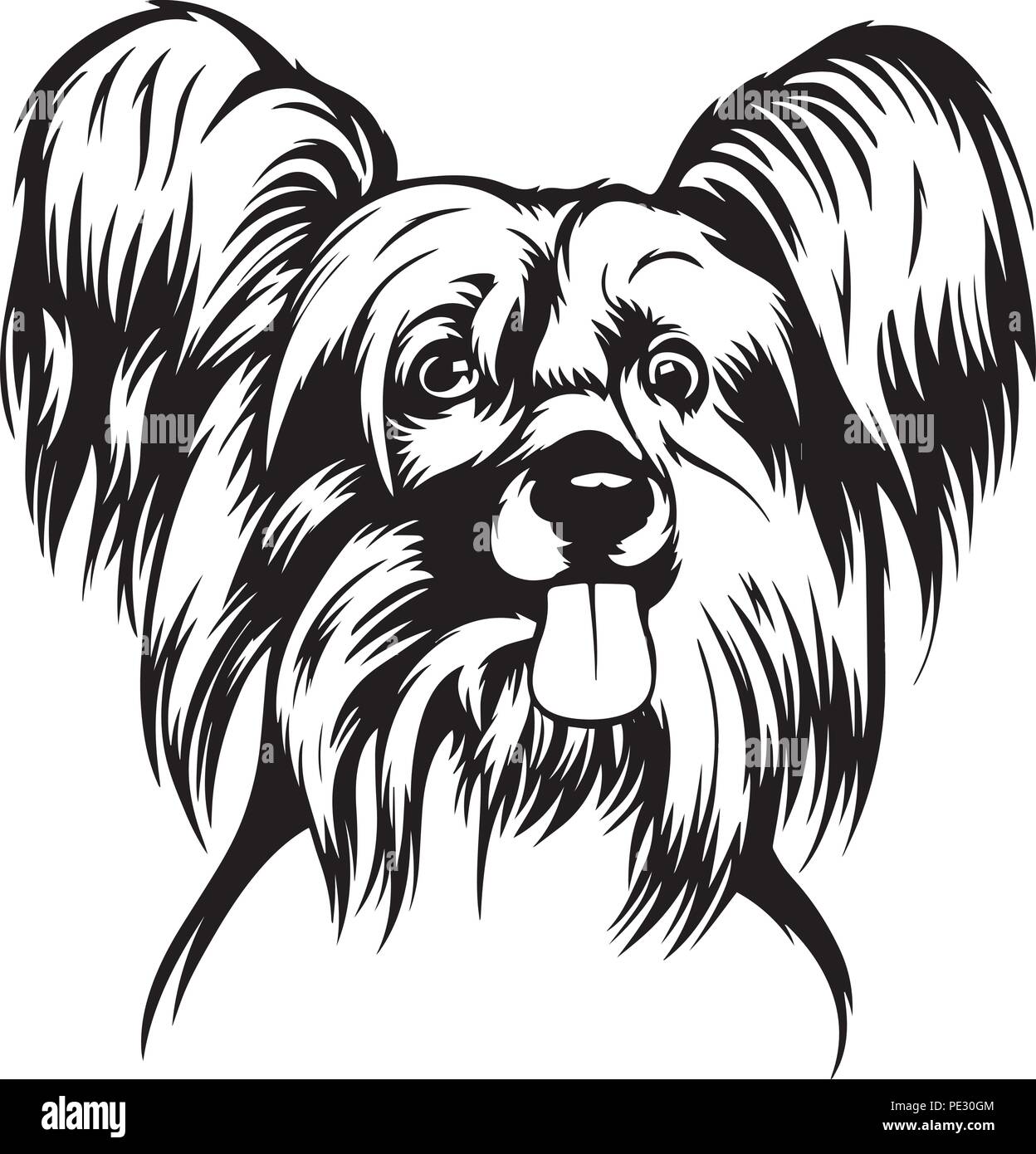 Crested cinese di razza del cane cucciolo isolato faccia di testa Illustrazione Vettoriale