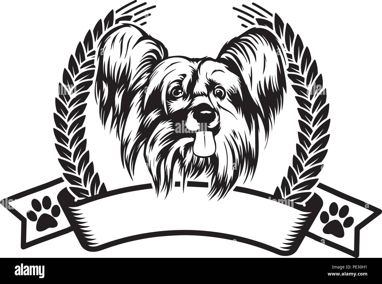 Crested cinese di razza del cane cucciolo isolato faccia di testa Illustrazione Vettoriale