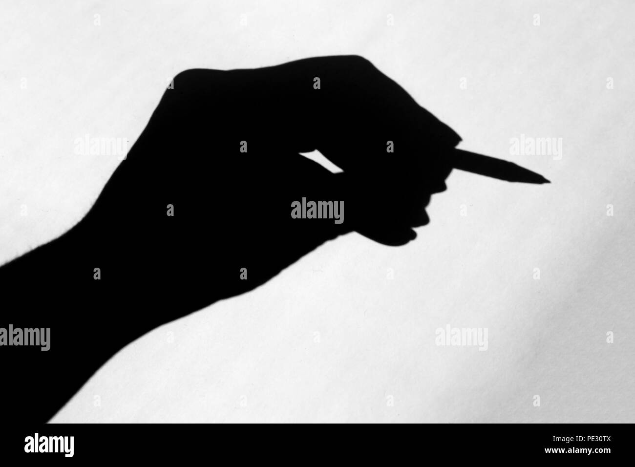 Isolato ombra nera dalla mano Foto Stock