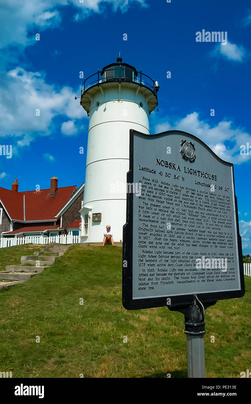 Nobska Lighthouse, Woods Hole, Cape Cod, Massachusetts, STATI UNITI D'AMERICA Foto Stock