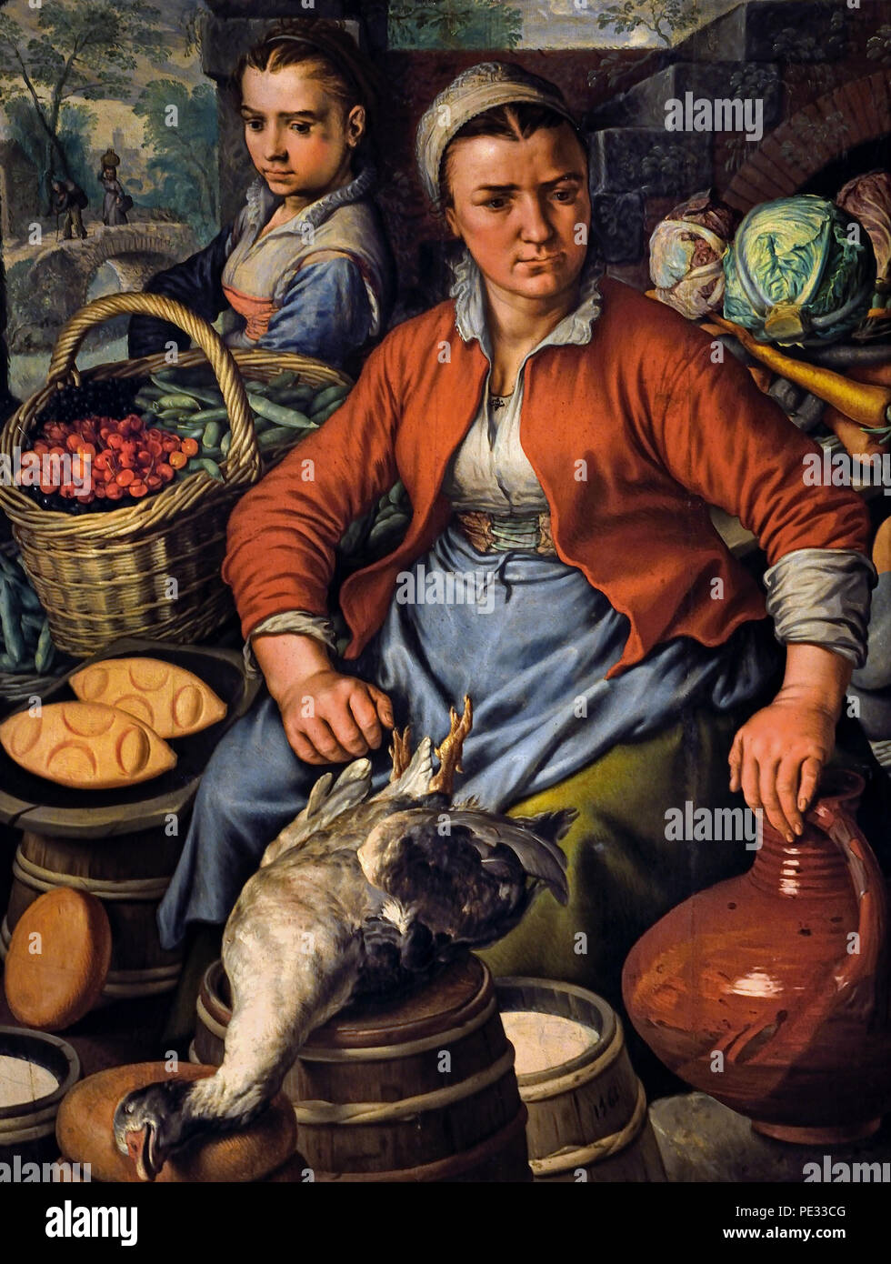 Donna di mercato Joachim Beuckelaer 1533-1573 belga fiamminga del Belgio Foto Stock
