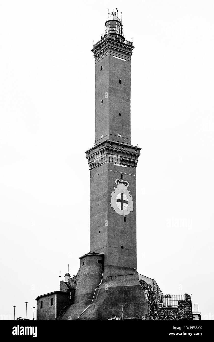 La Lanterna,il faro e punto di riferimento di Genova,l'Italia. Foto Stock