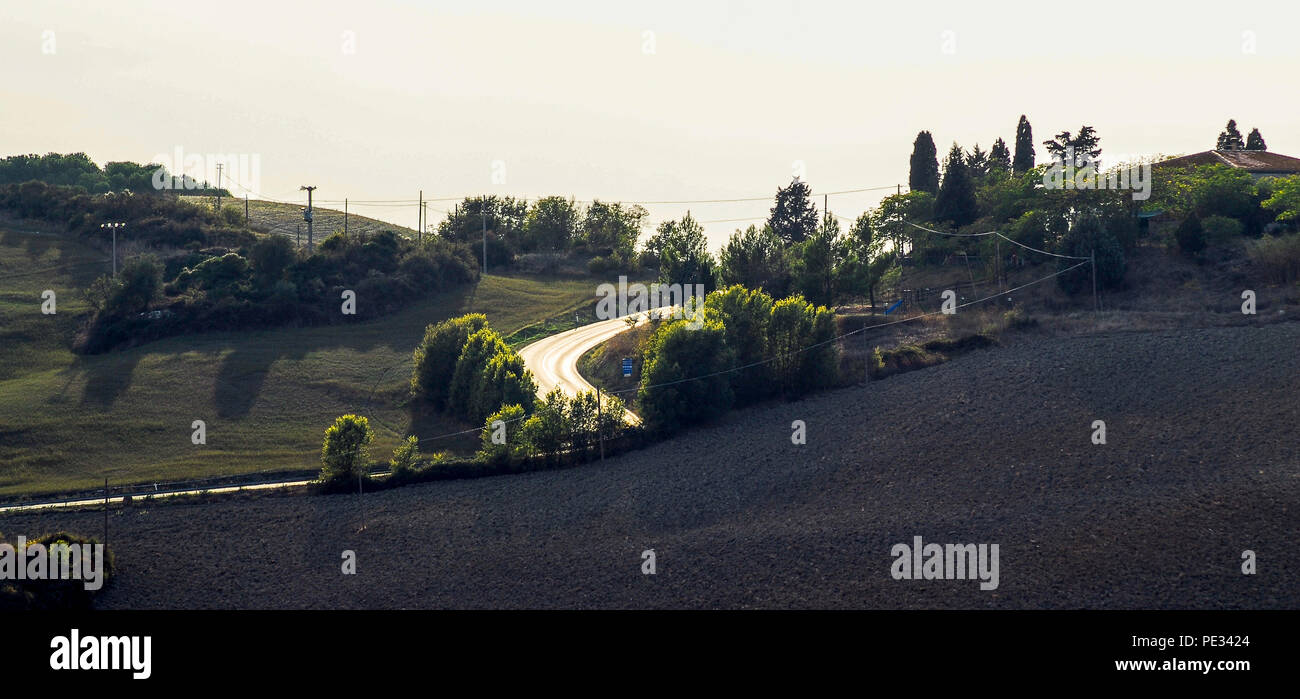 Toscana panorama al tramonto,l'Italia,2007. Foto Stock