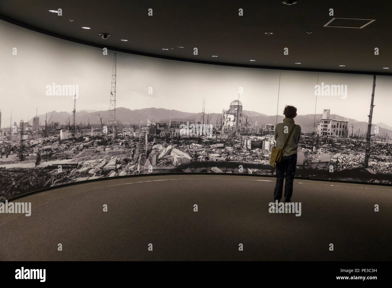 Panorama della bomba atomica la distruzione di Hiroshima Peace Memorial Museum Giappone Asia Foto Stock