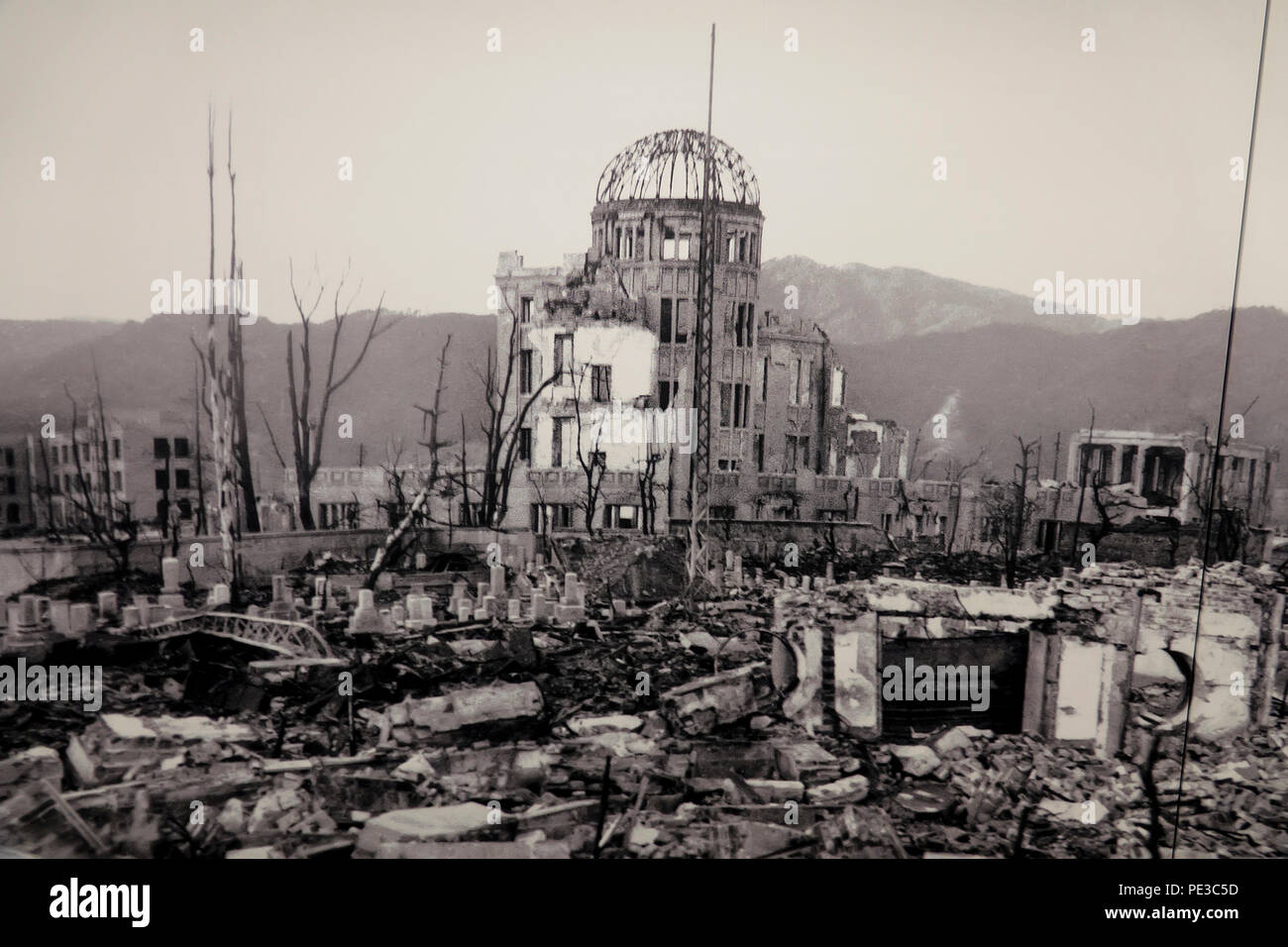 Panorama della bomba atomica la distruzione di Hiroshima Peace Memorial Museum Giappone Asia Genbaku Dome Foto Stock