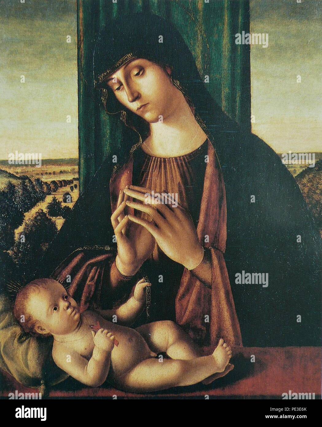 Di Antonello de Saliba - Vierge adorant l'enfant. Foto Stock