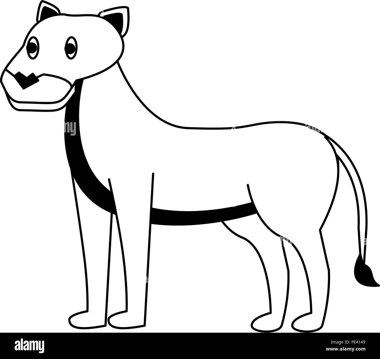 Leonessa animale selvatico in bianco e nero Illustrazione Vettoriale