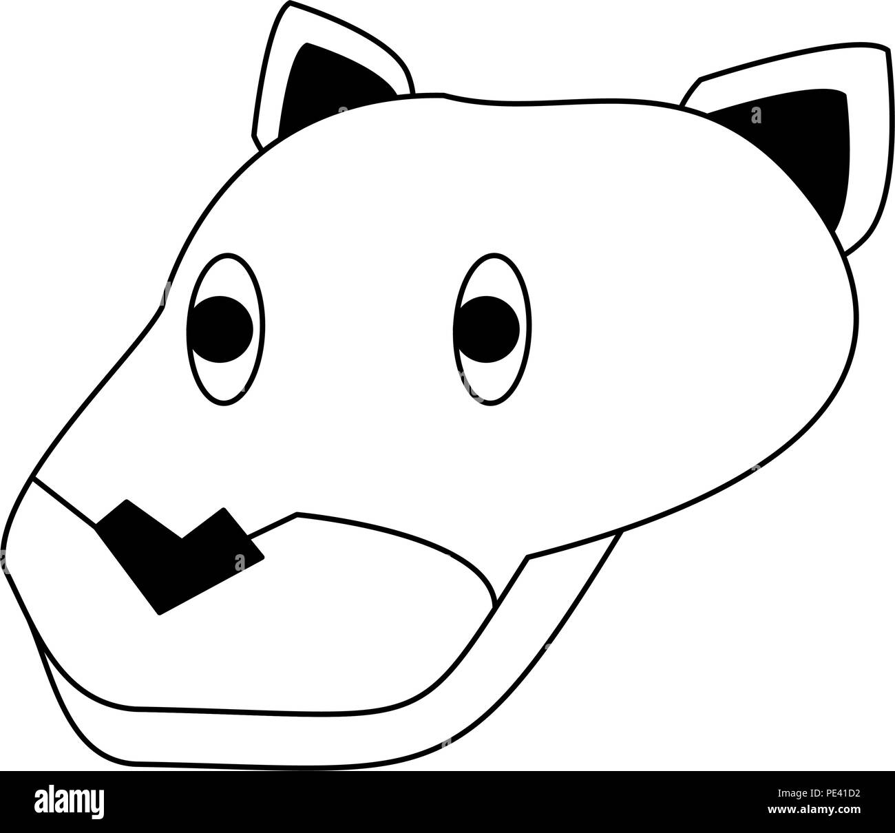 Leonessa animale selvatico in bianco e nero Illustrazione Vettoriale