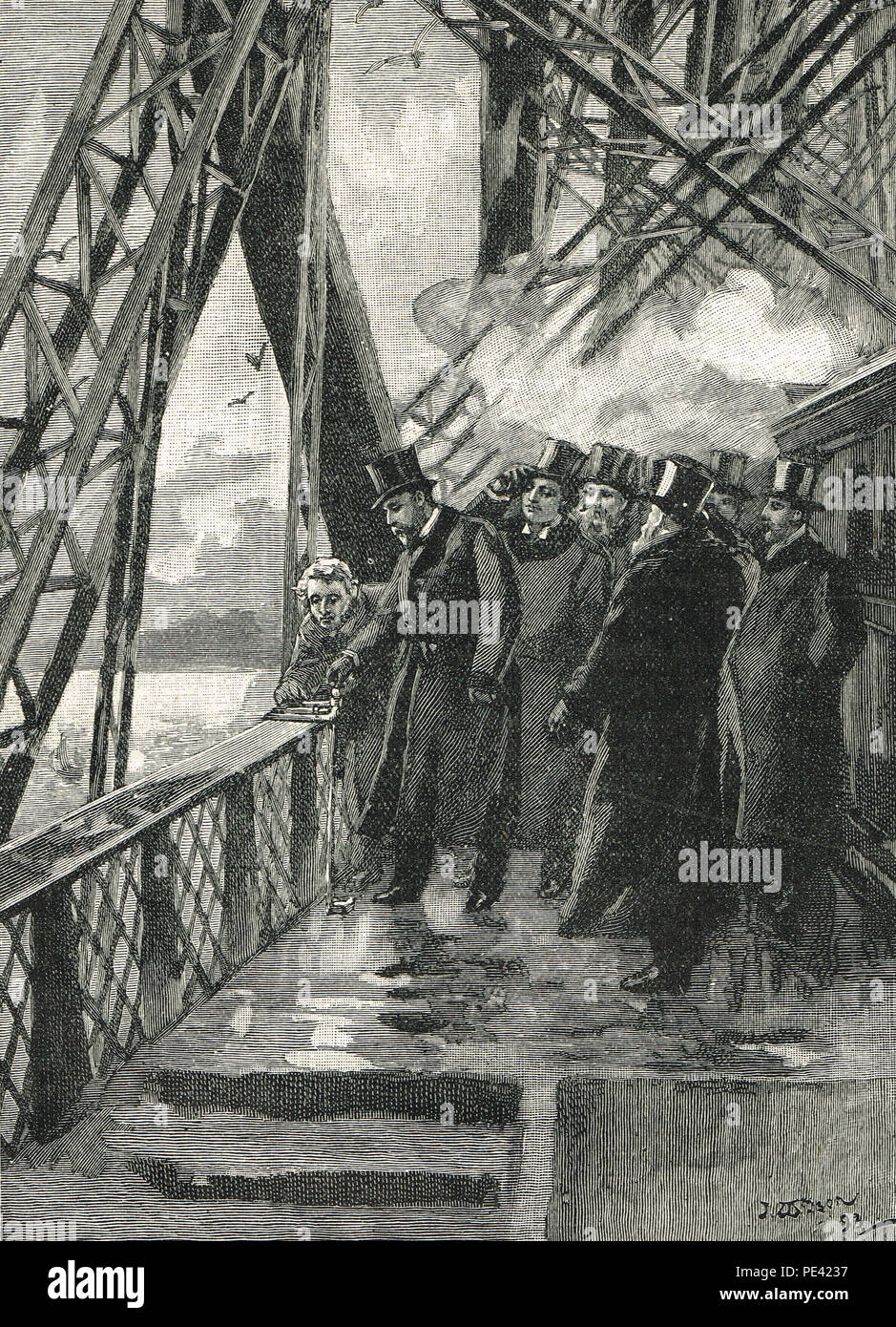 Apertura del Forth Bridge dal Principe di Galles (più tardi Edward VII), 4 marzo 1890 Foto Stock