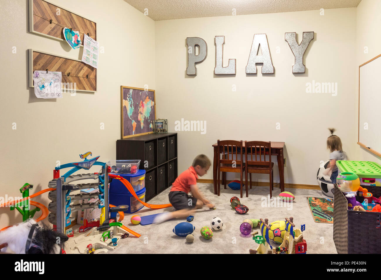 Sala giochi per bambini con giocattoli, STATI UNITI D'AMERICA Foto Stock