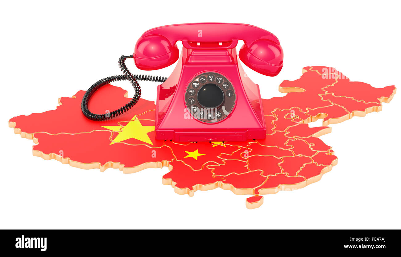 I servizi di comunicazione in Cina, rendering 3D isolati su sfondo bianco Foto Stock