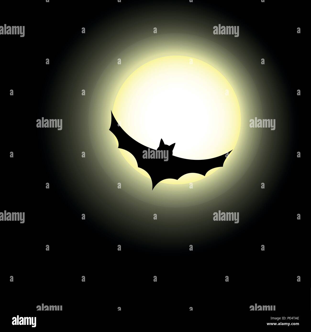 Halloween flying bat nella notte silhouette illustrazione vettoriale EPS10 Illustrazione Vettoriale