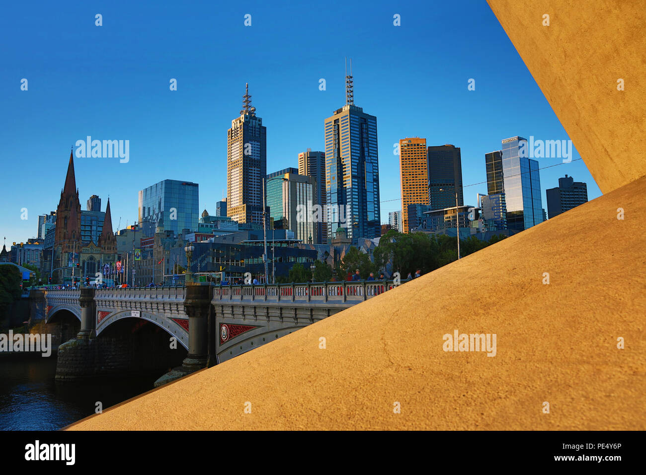 Vista generale dello skyline della città di Melbourne, Victoria, Australia Foto Stock