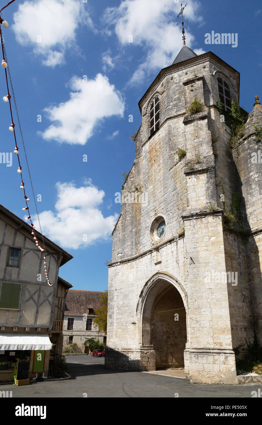 Eglise Saint-Felicien d'Issigeac, chiesa centrale in La bastide medievale città di Issigeac, la Dordogne, Francia Europa Foto Stock