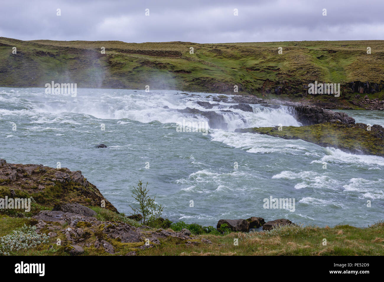 Urridafoss cascata situata nel fiume Thjorsa nel sud-ovest dell'Islanda Foto Stock