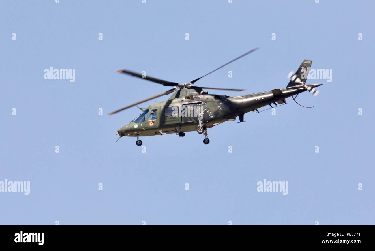 Aria belga Componente - Agusta A109BA attacco leggero e ricognizione elicottero da 1 Elicottero ala, Beauvechain al 2018 Air Tattoo Foto Stock