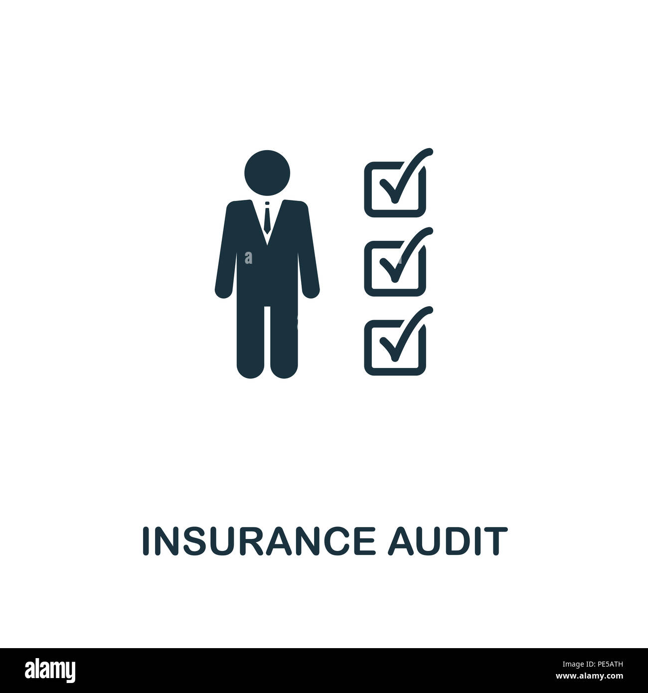 Audit di assicurazione icona creativi. Elemento di semplice illustrazione. Audit di assicurazione concept design simbolo dalla collezione di assicurazione. Possono essere utilizzati per la telefonia mobile di un Foto Stock