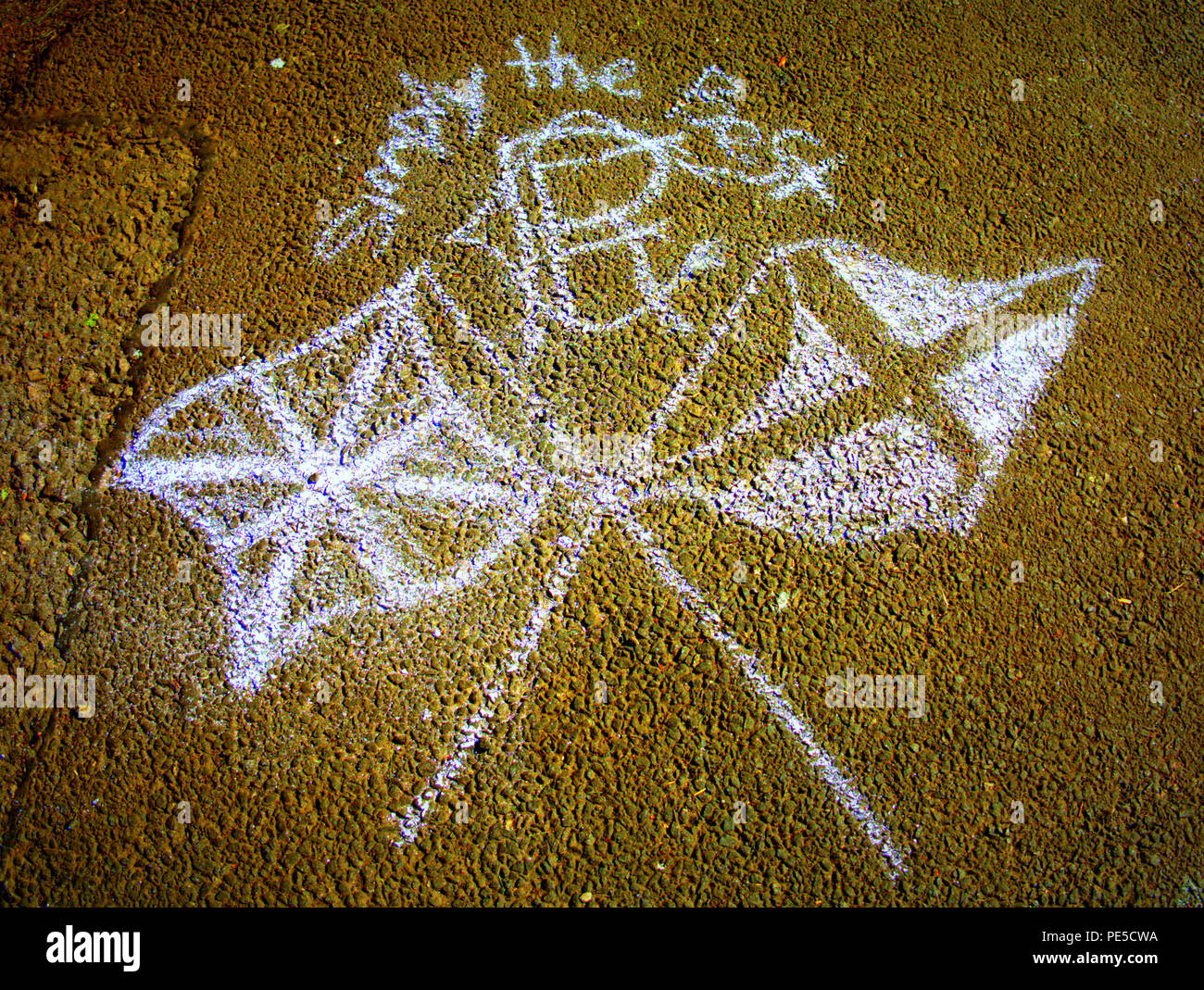 Rangers football club settario chalk disegno sui bambini di strada di schizzo d'arte semplicemente il migliore Foto Stock