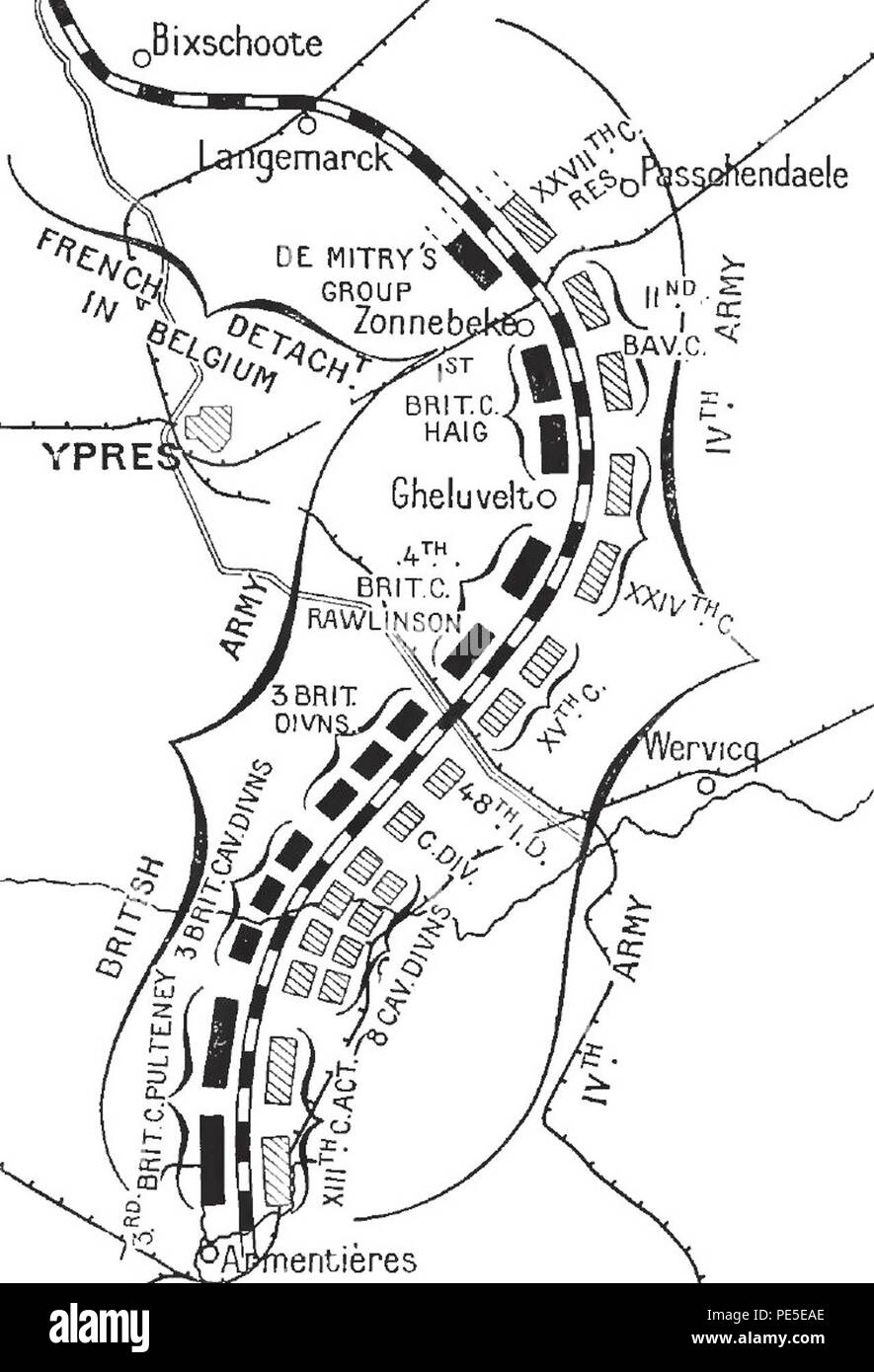 Forze contrapposte ad Ypres, Ottobre 1914 Foto Stock