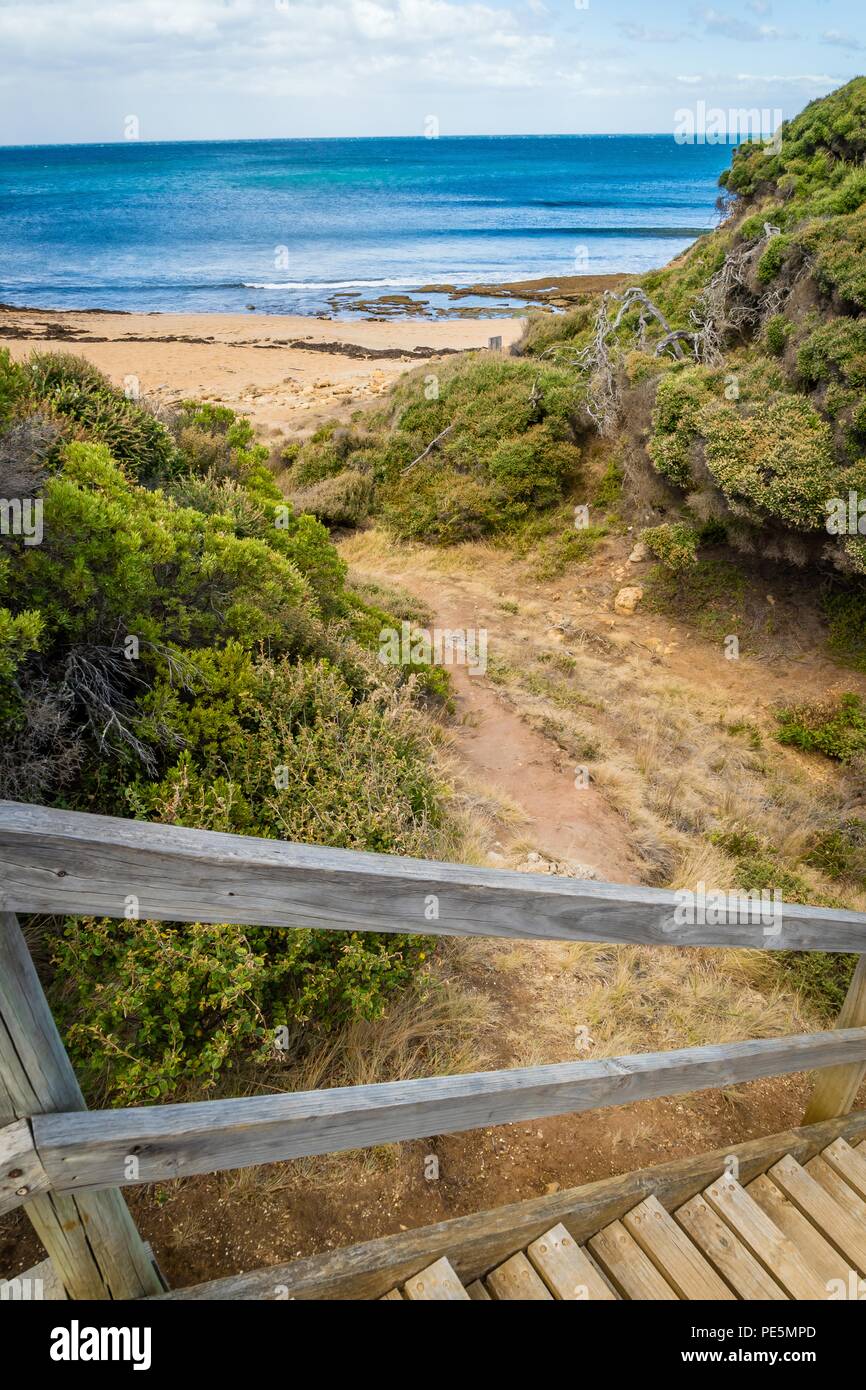 Creek e la baia di Torquay, Victoria, Australia Foto Stock