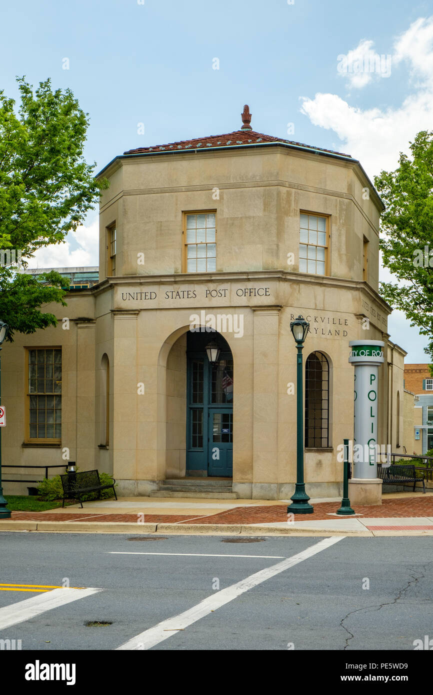 Rockville reparto della polizia della Città Vecchia, Rockville Post Office, 2 West Montgomery Avenue, Rockville, Maryland Foto Stock