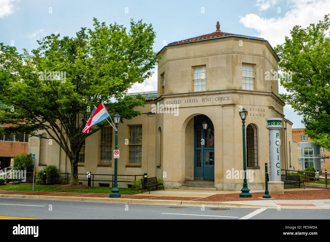 Rockville reparto della polizia della Città Vecchia, Rockville Post Office, 2 West Montgomery Avenue, Rockville, Maryland Foto Stock