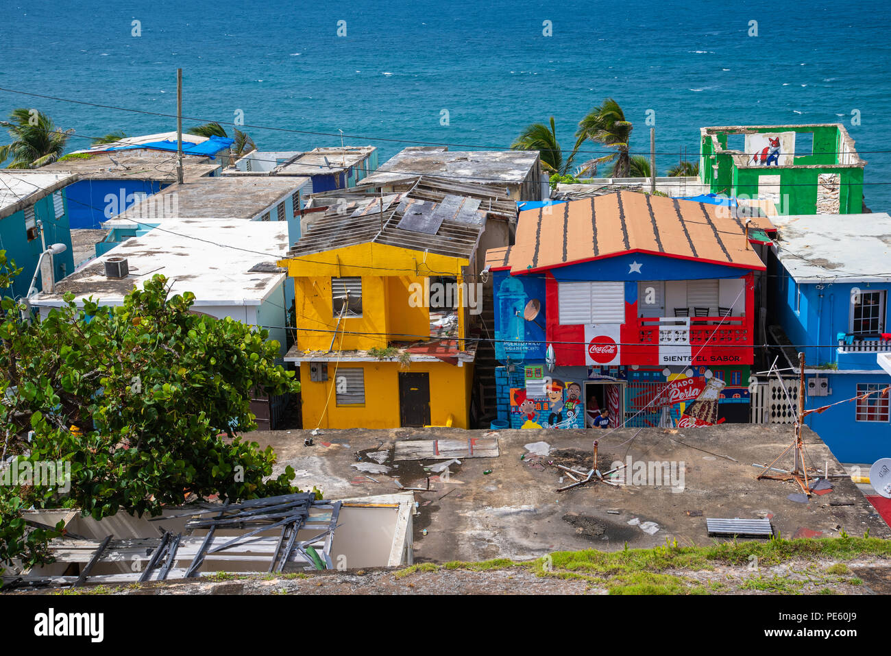 Il quartiere La Perla nella vecchia San Juan, Puerto Rico Foto Stock