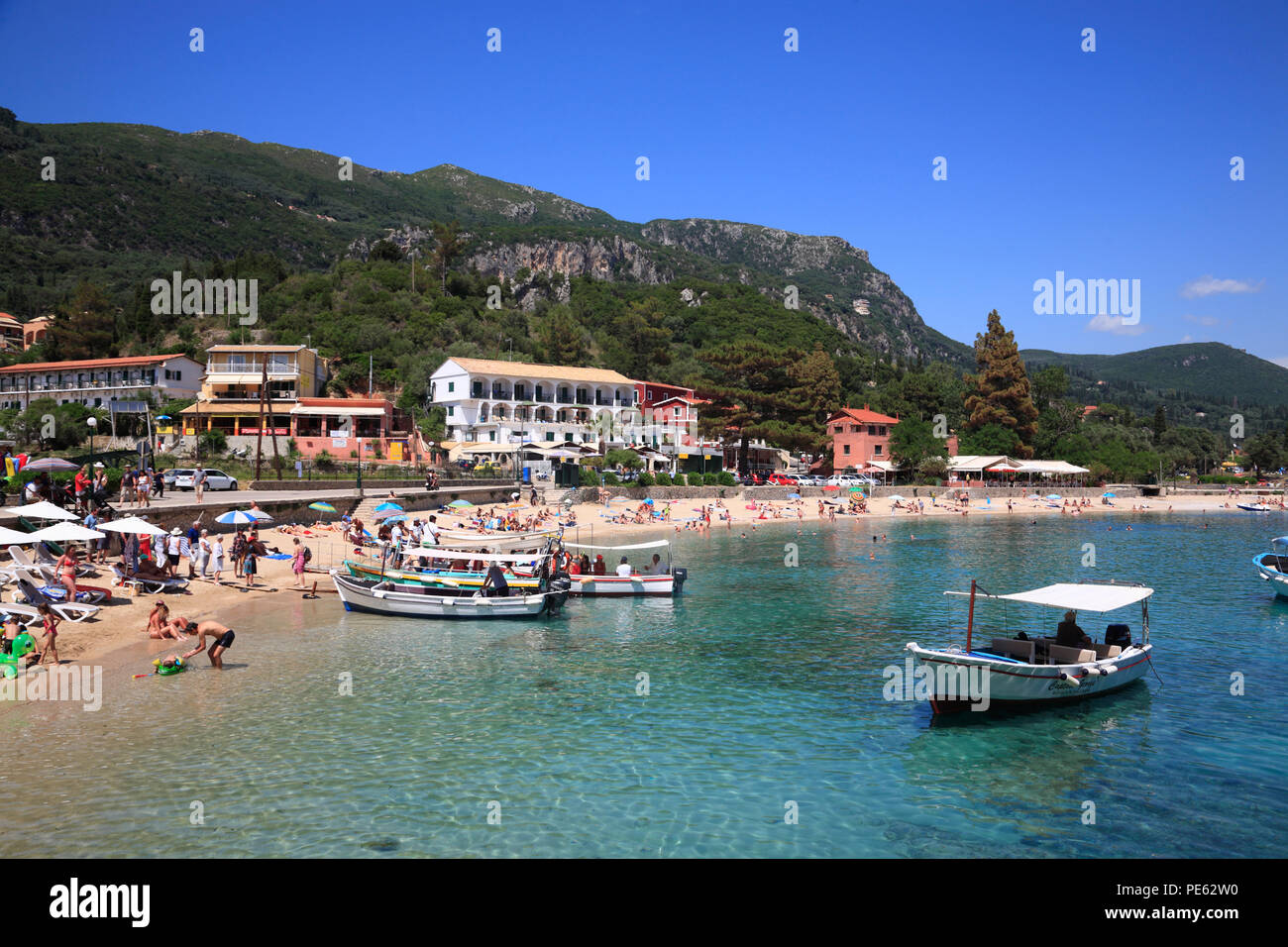 Baia di Paleokastritsa, Corfù, Grecia, Europa Foto Stock