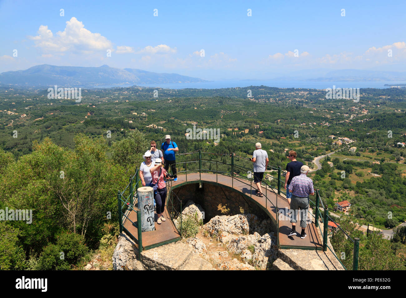 Outlook Kaiser Throne, Pelekas, Corfù, Grecia, Europa Foto Stock