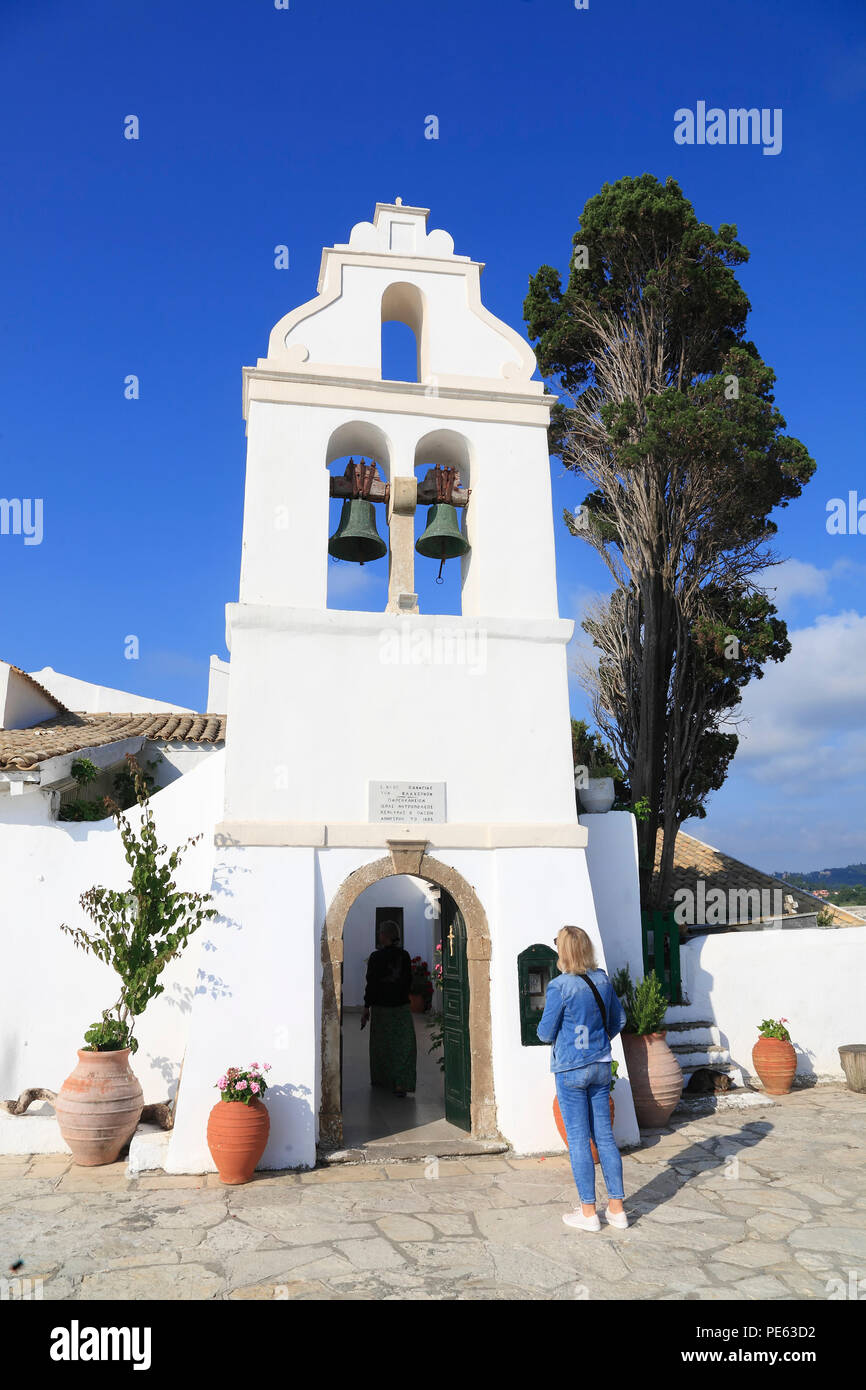 Vlacherna Monastery, Corfù Corfù, Grecia, Europa Foto Stock