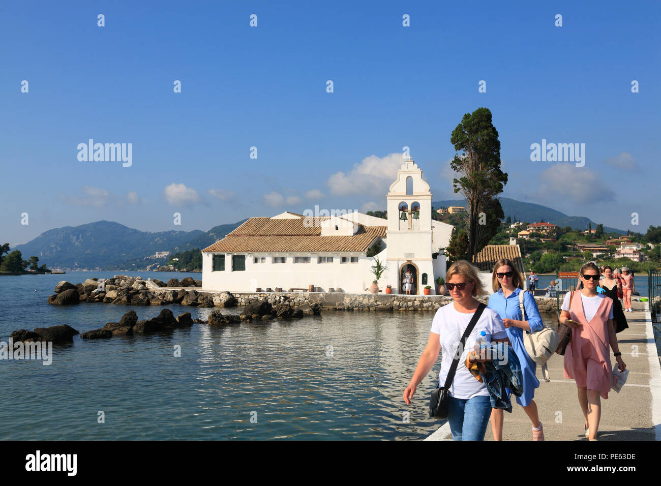 Vlacherna Monastery, Corfù Corfù, Grecia, Europa Foto Stock