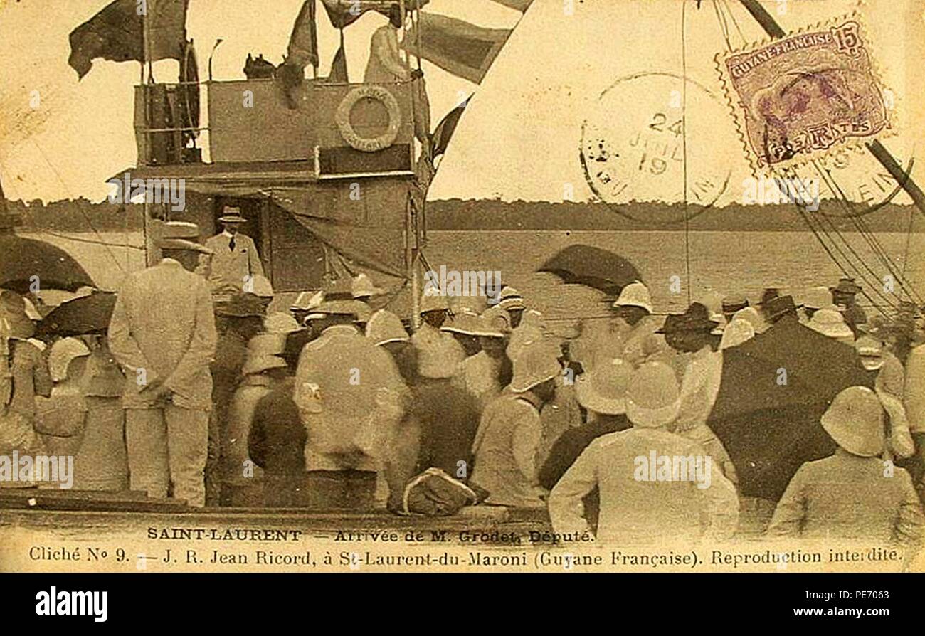 Arrivée du Député Grodet à Saint-Laurent-de-Maroni. Foto Stock
