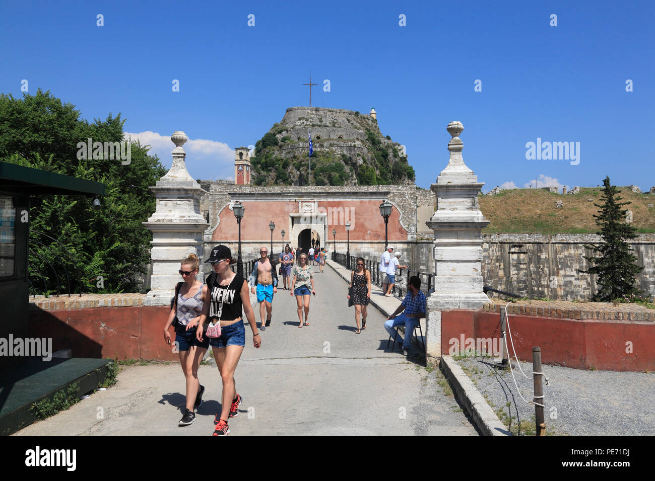 Ingresso della vecchia fortezza, Corfù Corfù, Grecia, Europa Foto Stock