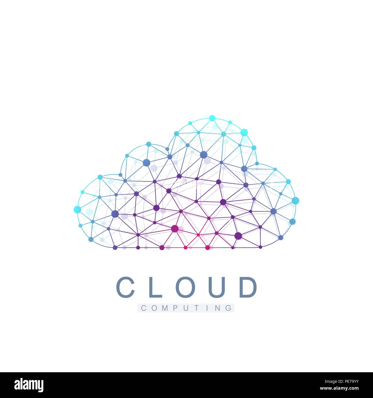 Il cloud computing concetto del logo. Storage di database Servizi di tecnologia web banner. Idea creativa concept design di cloud computing icona vettore. Illustrazione Vettoriale