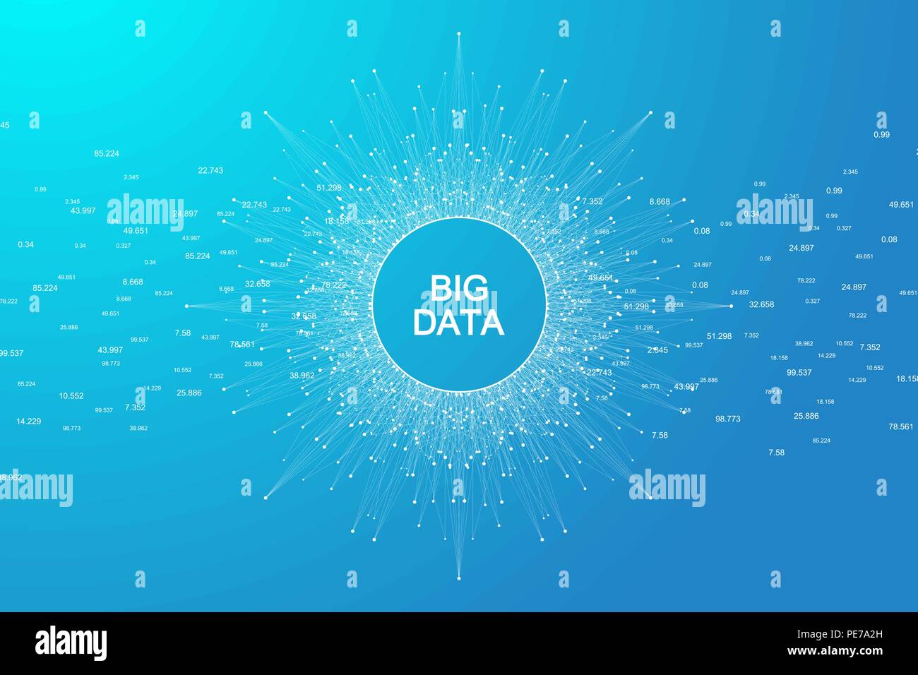 Grande per la visualizzazione di dati. Intelligenza artificiale e macchina il concetto di apprendimento. Grafica di sfondo astratto di comunicazione. In prospettiva la visualizzazione sullo sfondo. Illustrazione Vettoriale. Illustrazione Vettoriale