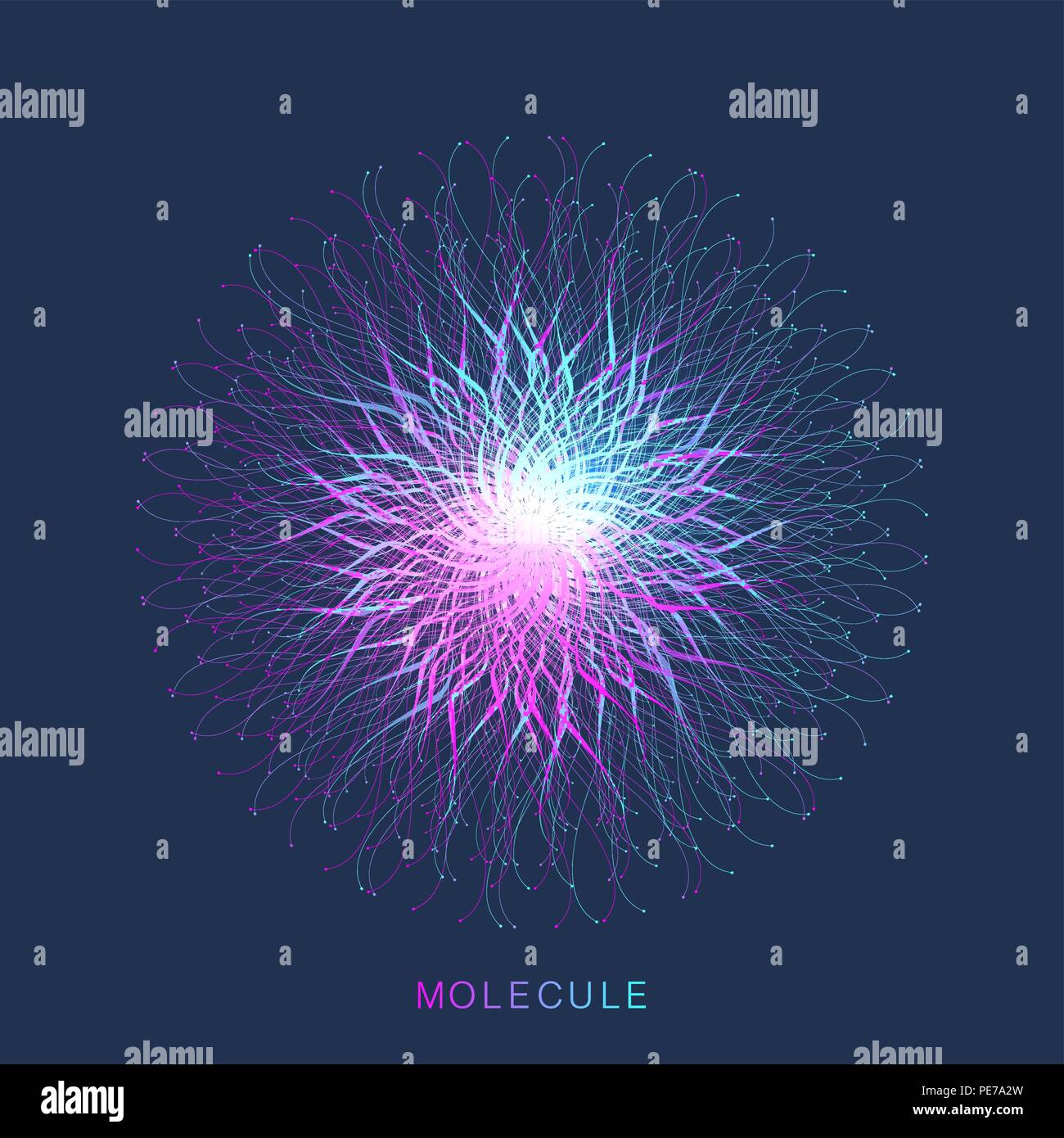 Molecola Astratto struttura. Elica di DNA, il filamento di DNA, una molecola o un atomo, neuroni. Struttura molecolare per la scienza medica o design. Illustrazione Vettoriale