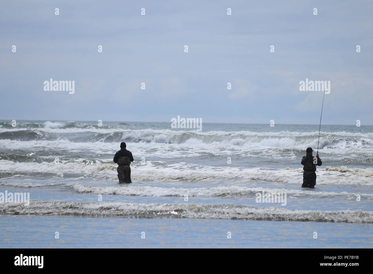 I pescatori a Ocean City Beach Foto Stock