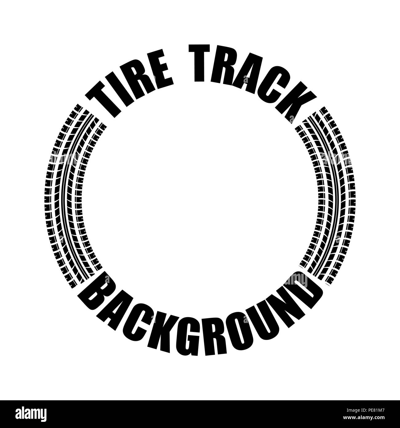 Circonferenza pneumatico via silhouette con un testo campione isolato su sfondo bianco Illustrazione Vettoriale