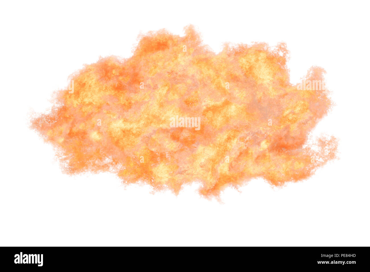 Arance grandi della palla di fuoco isolato su bianco. Di fiamma o di esplosione texture Foto Stock